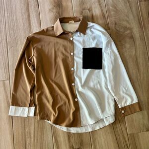 LALA Factory Women's Colorblock Button Down Blouse Multicolor Size M